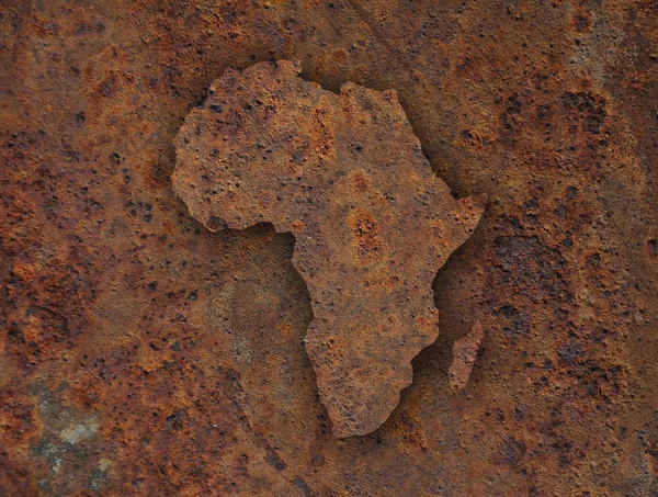 Mappa dell'Africa su metallo arrugginito — Foto Stock