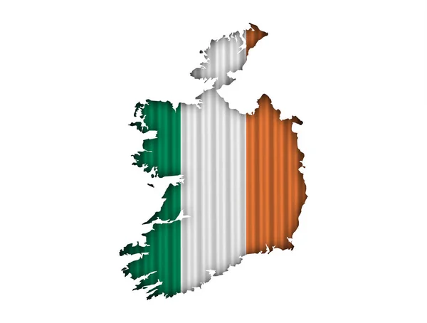 Map and flag of Ireland on corrugated iron — Stock Photo, Image