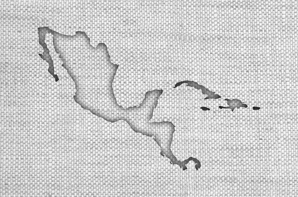 Mapa střední Ameriky na staré povlečení — Stock fotografie