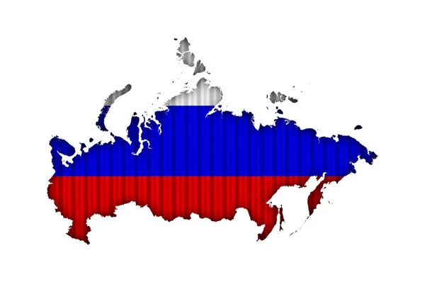 Harita ve oluklu demir Rusya bayrağı — Stok fotoğraf
