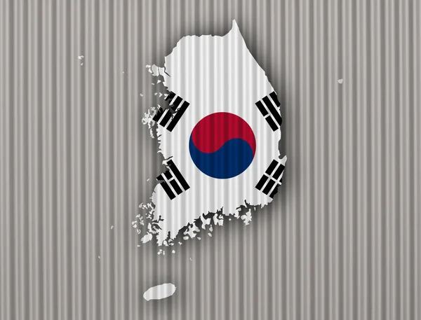 Mapa e bandeira de Coreia do Sul — Fotografia de Stock