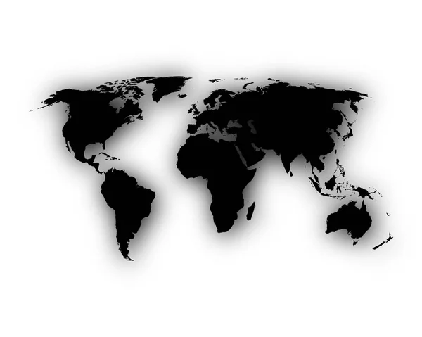 Carte du monde avec ombre — Image vectorielle