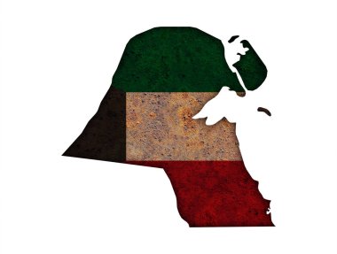 Harita ve paslı metal Kuveyt bayrağı