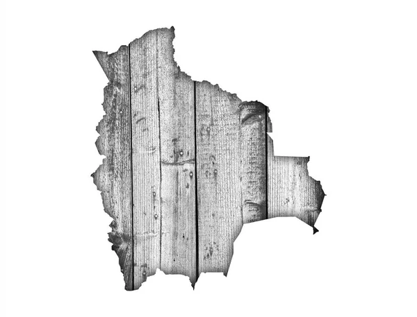 Mapa da Bolívia sobre madeira intemperizada — Fotografia de Stock
