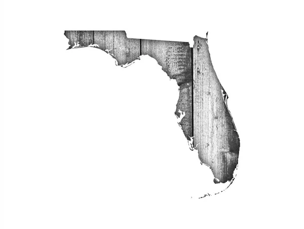 Mapa da Flórida em madeira intemperizada — Fotografia de Stock
