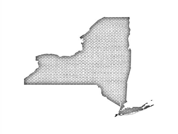 Mapa de Nova Iorque em linho velho — Fotografia de Stock