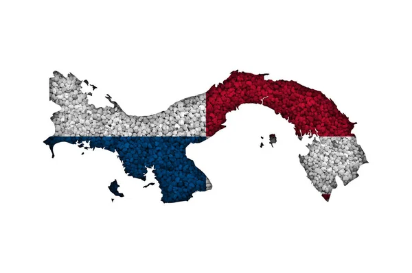 Carte et drapeau de Panama sur graines de pavot — Photo