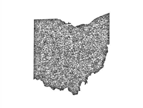 Ohio harita üzerinde haşhaş tohumu — Stok fotoğraf