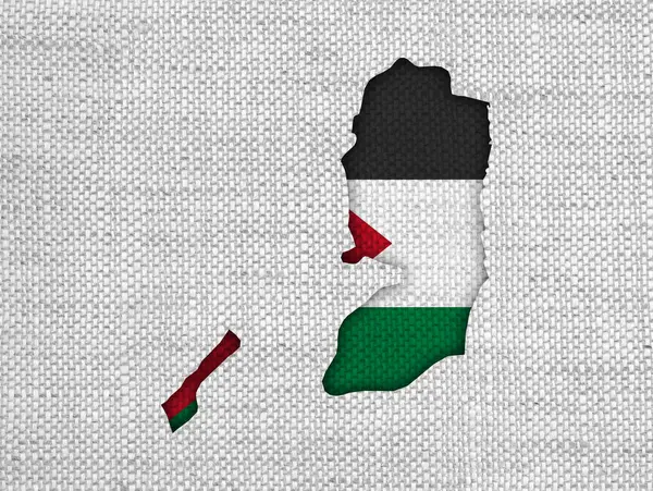Mapa y bandera de Palestina en lino viejo —  Fotos de Stock