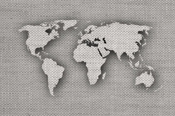 Карта мира на старом постельном белье — стоковое фото