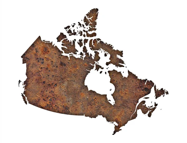 Karta över Kanada på Rostig metall — Stockfoto