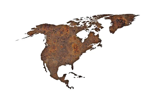 Karta över Nordamerika på Rostig metall — Stockfoto