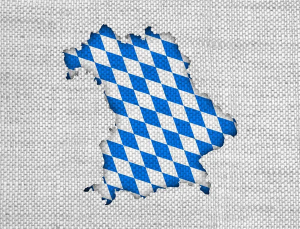 Χάρτης και σημαία της Βαυαρίας στον παλιό λινό — Φωτογραφία Αρχείου