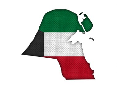 Harita ve eski keten Kuveyt bayrağı