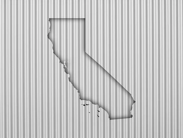 Map of California on corrugated iron — Stock Photo, Image