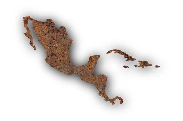 Mapa de América Central en metal oxidado — Foto de Stock