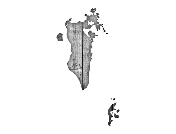 Mapa do Bahrein sobre madeira intemperizada — Fotografia de Stock