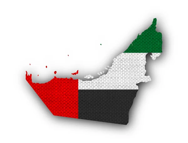 Map and flag of United Arab Emirates on old linen — Stock Photo, Image