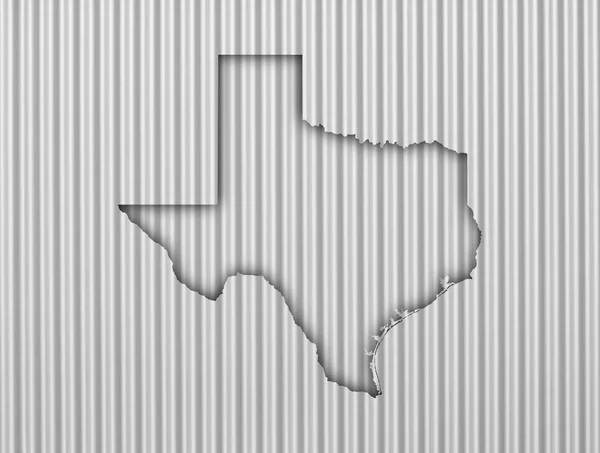 Map of Texas on corrugated iron — Stock Photo, Image