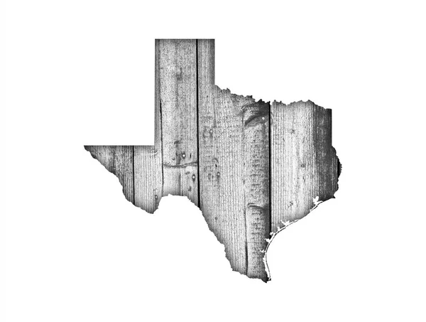 Kaart van Texas op verweerd hout — Stockfoto