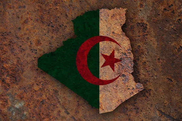 Mapa y bandera de Argelia sobre metal oxidado — Foto de Stock