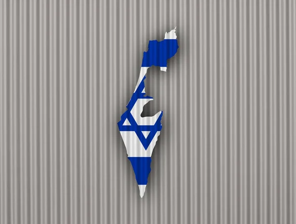 Karta och flaggan av Israel på korrugerad — Stockfoto