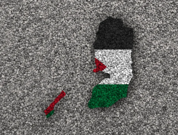 Mapa y bandera de Palestina sobre semillas de amapola —  Fotos de Stock