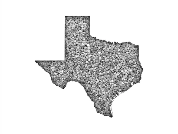 罂粟种子上的德克萨斯州地图 — 图库照片