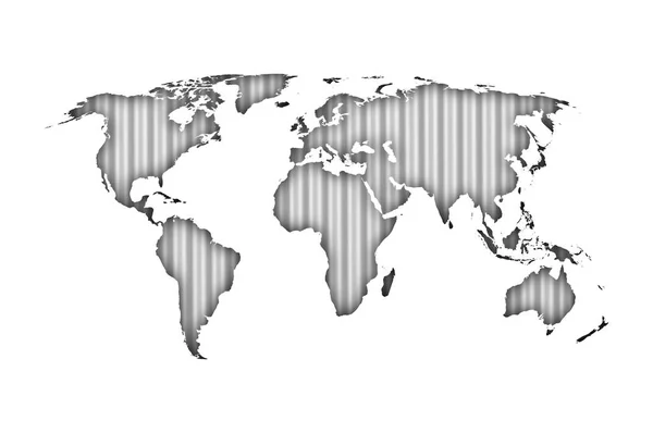 Mapa del mundo en hierro corrugado —  Fotos de Stock