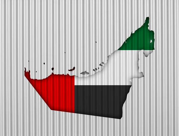 Map and flag of United Arab Emirates on corrugated iron — Stock Photo, Image