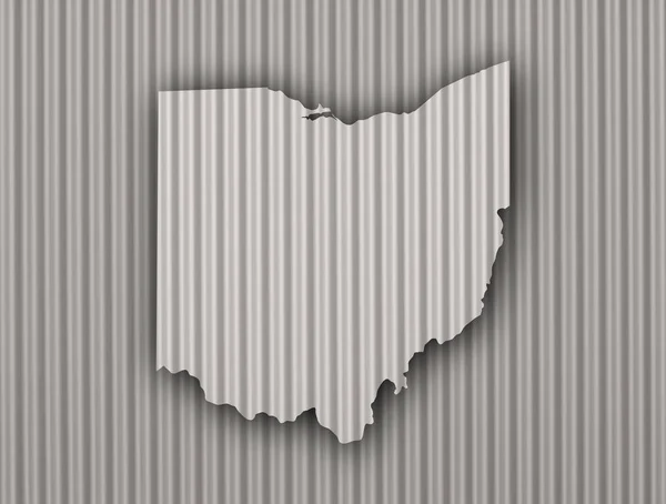 Map of Ohio on corrugated iron — Stock Photo, Image