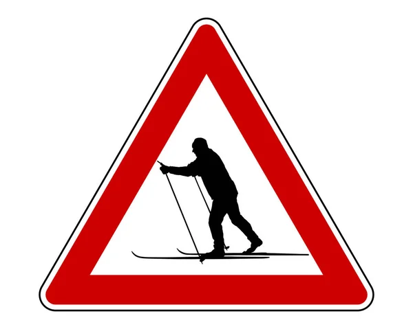 Panneau d'attention ski de fond — Image vectorielle