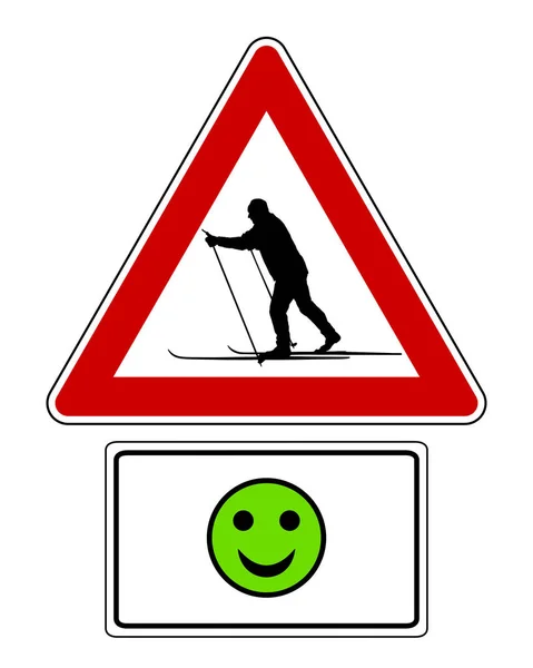 Panneau d'attention avec étiquette facultative et smiley — Image vectorielle