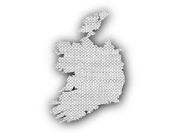 오래 된 리넨에 아일랜드의 지도 — 스톡 사진