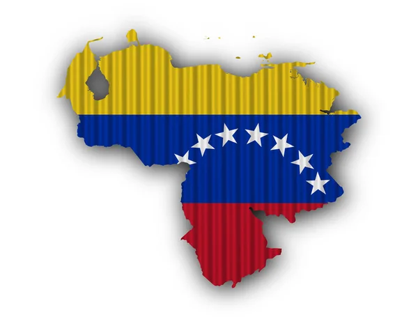 Map and flag of Venezuela on corrugated iron — Stock Photo, Image