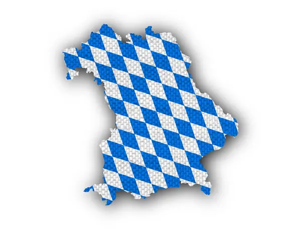 Mapa a bavorská vlajka na staré povlečení — Stock fotografie