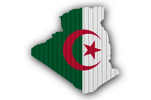 Mapa Bandera Argelia Sobre Hierro Ondulado —  Fotos de Stock