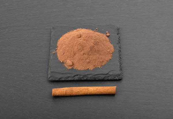 Cocoa Powder Cinnamon Stick Shale — Stock Photo, Image