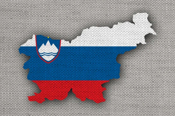 Mapa Bandera Eslovenia Sobre Ropa Blanca Vieja — Foto de Stock
