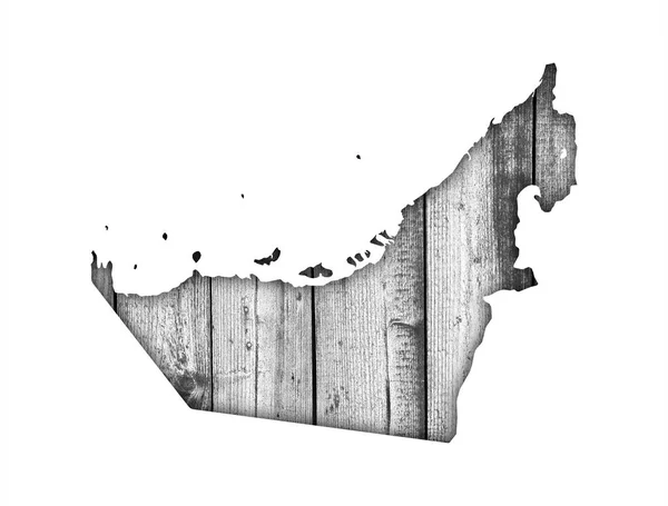 Mapa Emiratos Árabes Unidos Sobre Madera Envejecida —  Fotos de Stock