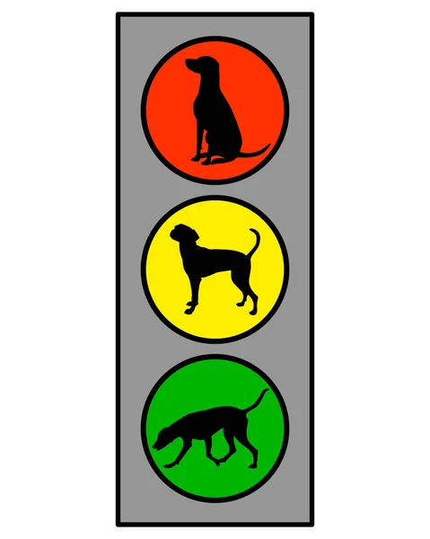 Traffic Light Dog White — Stock Vector