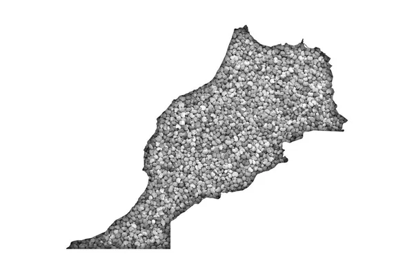 Mapa de Marrocos em sementes de papoila — Fotografia de Stock