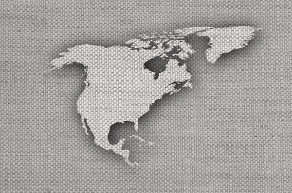 Mapa Ameryki Północnej na płótno stary — Zdjęcie stockowe