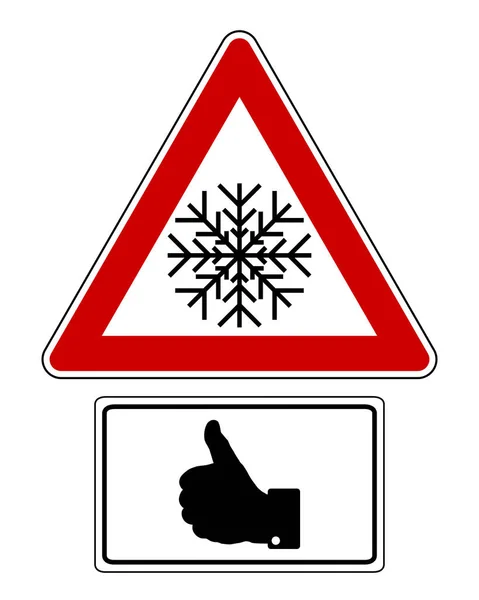 Attention sign with optional label thumbs up — Stock Vector