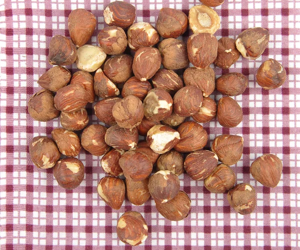 Hazelnuts on cloth background — Stock Photo, Image