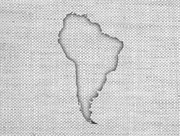 Karte von Südamerika auf altem Leinen — Stockfoto