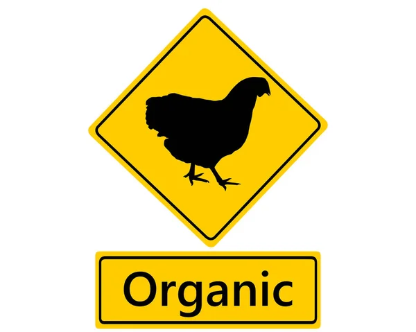 Πινακίδα για βιολογικά πουλερικά κρατώντας — Διανυσματικό Αρχείο