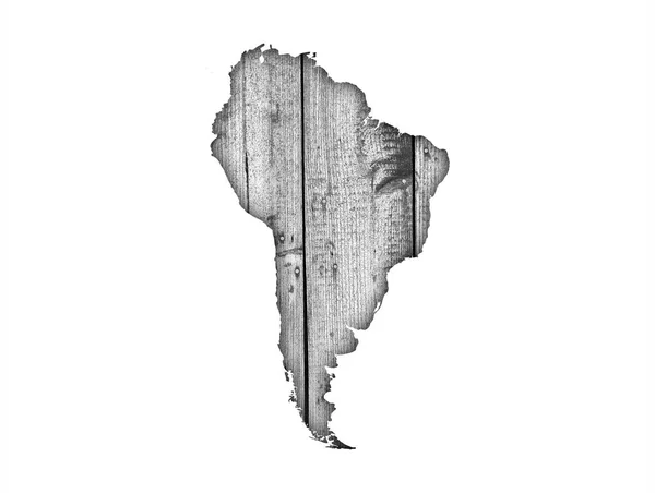 風化した木材に南アメリカの地図 — ストック写真