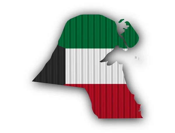 Harita ve oluklu demir Kuveyt bayrağı — Stok fotoğraf