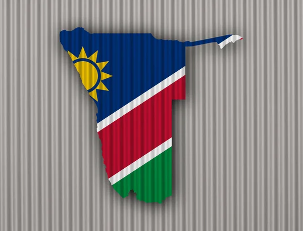 Karte und Fahne von Namibia auf Wellblech — Stockfoto